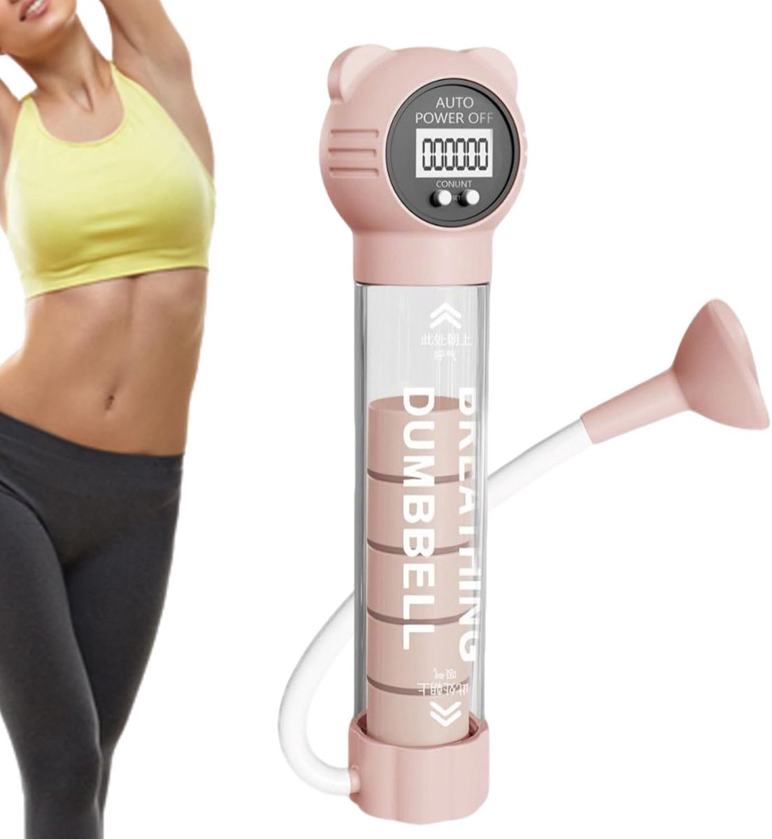 Ademhalingshalter - Longtrainer Coretrainer - Ademhaling Verbeteren - Compact Draagbaar - ca. 23 x 5 cm - Roze