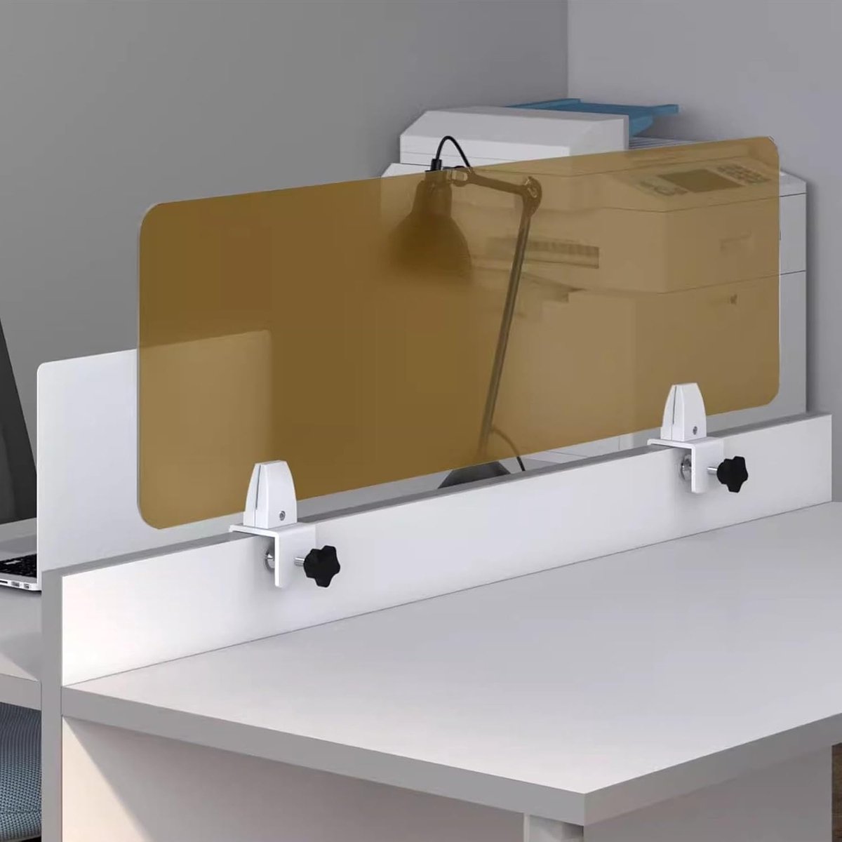 Bureau Divider - Werkplek Scheider - Privacy Creëren - Zonder Boren - Standalone Paneel - Bruin Satijn
