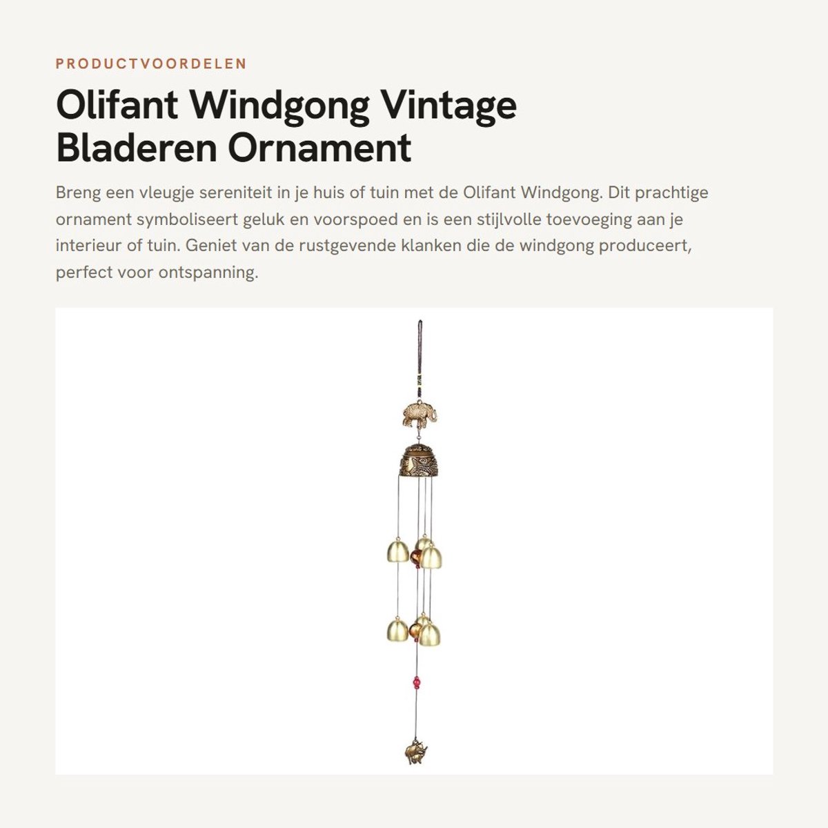Dailygoods- Windgong Antiek Ontwerp - Tuindecoratie - Geluid van de Natuur - Feng Shui - Symbool van Geluk - Mysterieuze Flair (55 cm x 5 cm)