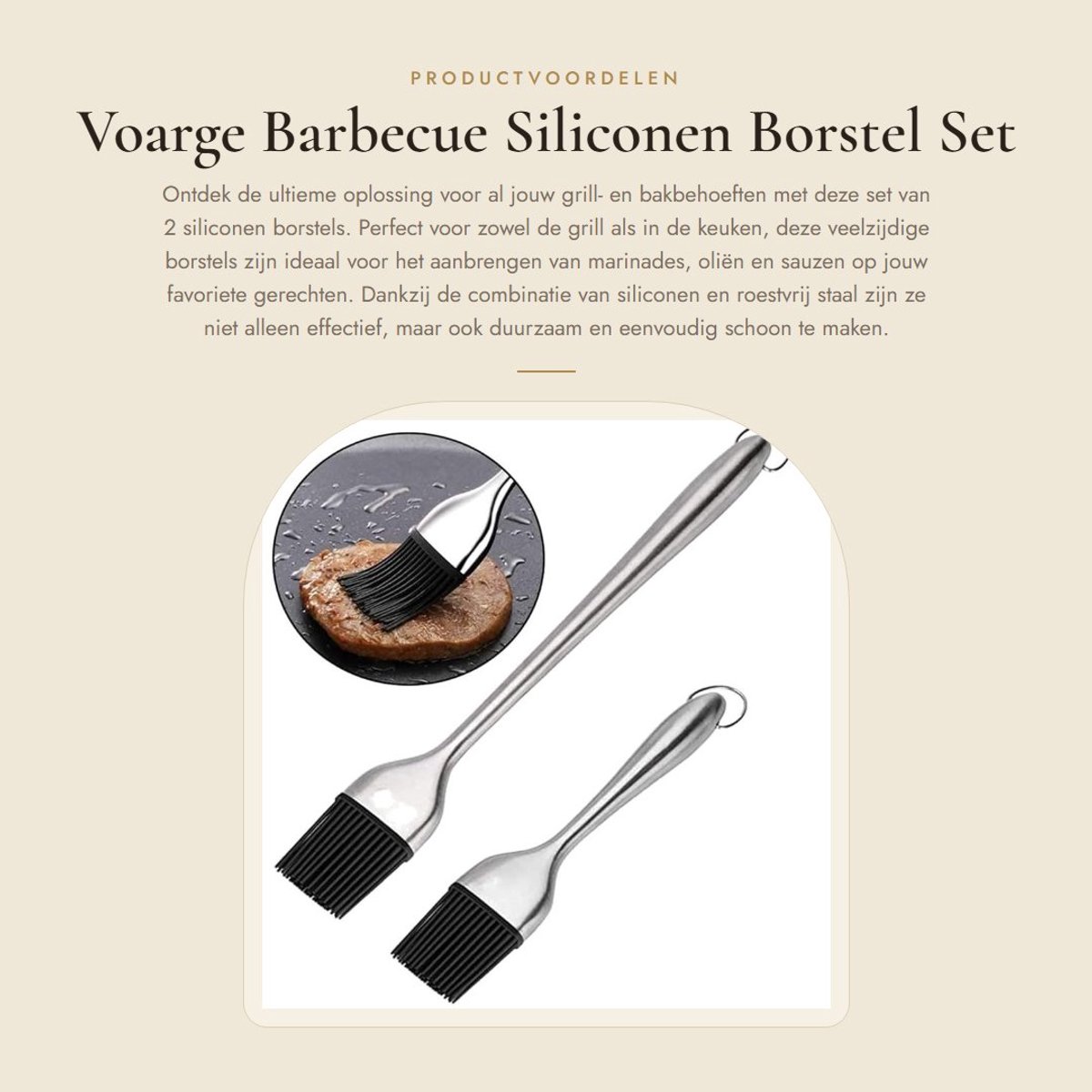 Dailygoods- Barbecueborstel set van 2 - Siliconen/roestvrij staal - Grillborstel - Bakborstel - Olieborstel - Hoge capaciteit