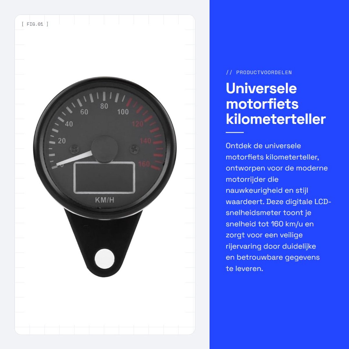 Dailygoods- Kilometerteller Digitale LCD - Snelheidsmeter 0-160 km/u - Waterdicht - Achtergrondverlichting - Robuuste Behuizing - Hoge Precisie