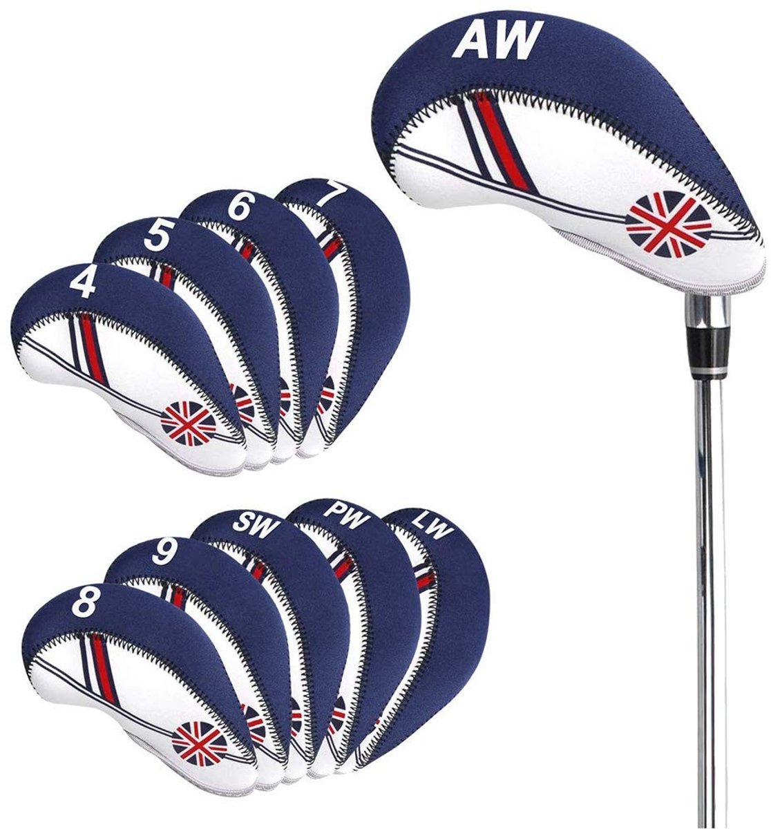 Dailygoods- Golf Hoofdhoezen 10 Stuks - Neopreen Hoofddeksels - Bescherming voor Golfclubs - Geschikt voor Alle IJzers - Identificatie met Nummer - Gemakkelijk te Reinigen - Golfclubhoezen