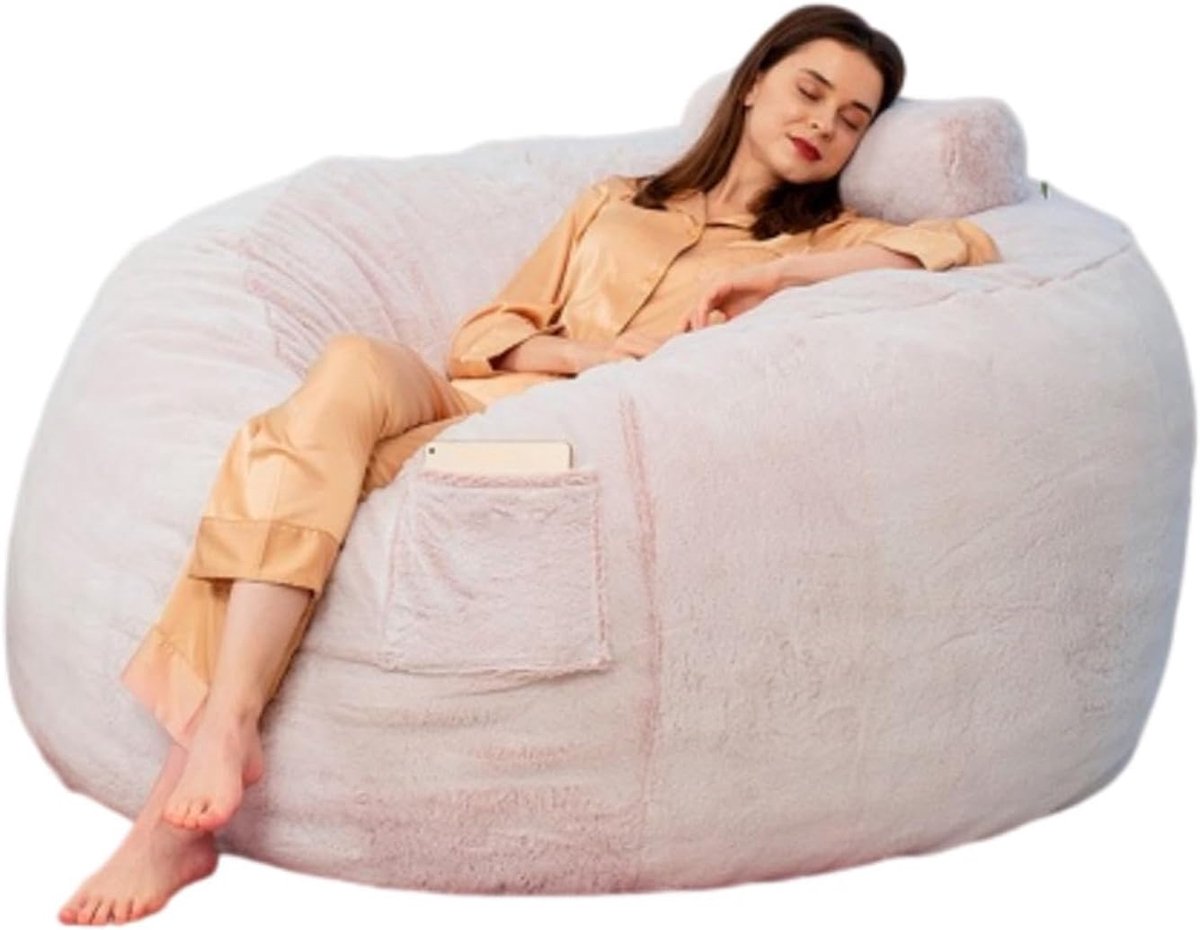 Zitzakhoes - Poefhoes Zacht - Ontspannen Zitten - Wasbare Stof - 175x76cm - Grijs
