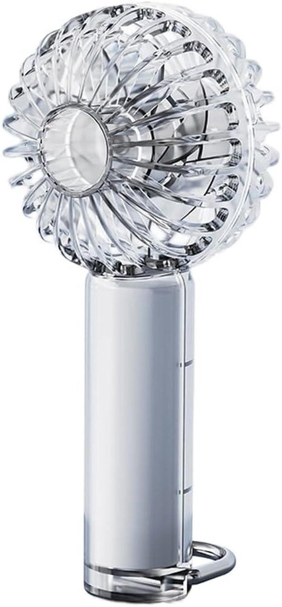 Draagbare Ventilator - Handventilator Oplaadbaar - Koelte Onderweg - Transparant Design - 7 x 6 x 15 cm - Wit