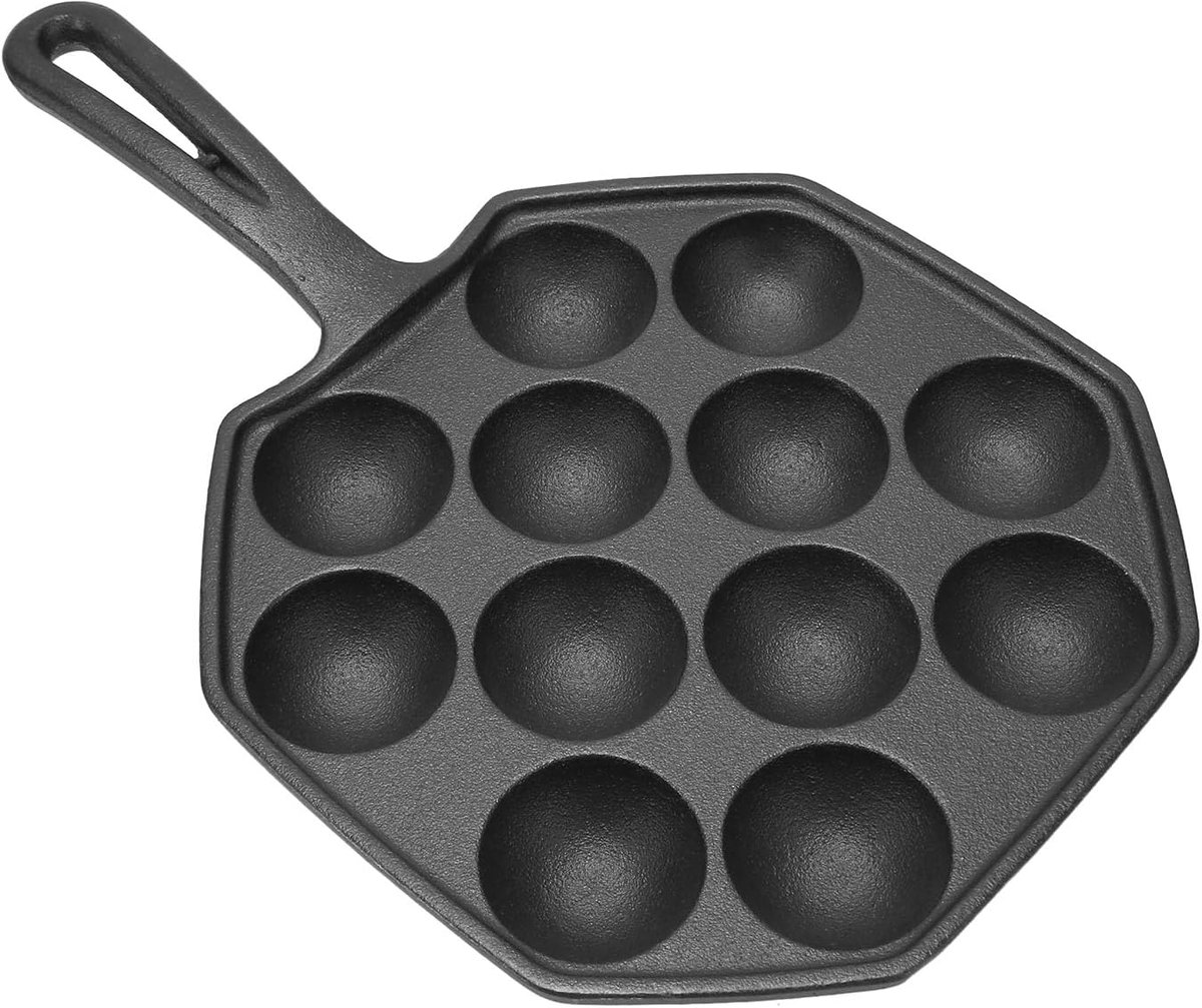 Takoyaki Pan - Octopus Ball Maker - Japanse Snacks Maken - Gelijkmatige Warmteverdeling - 12 Holtes - Zwart