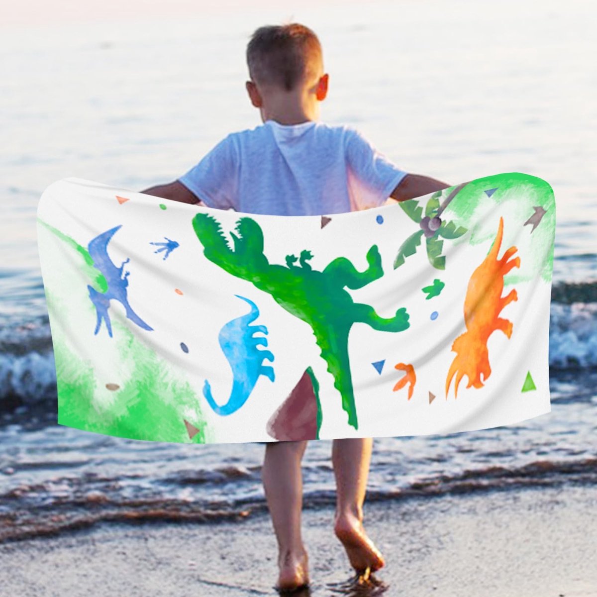 Dailygoods- Strandhanddoek Dinosaurus 76x150 cm - Microvezel - Superzacht - Absorberend - 