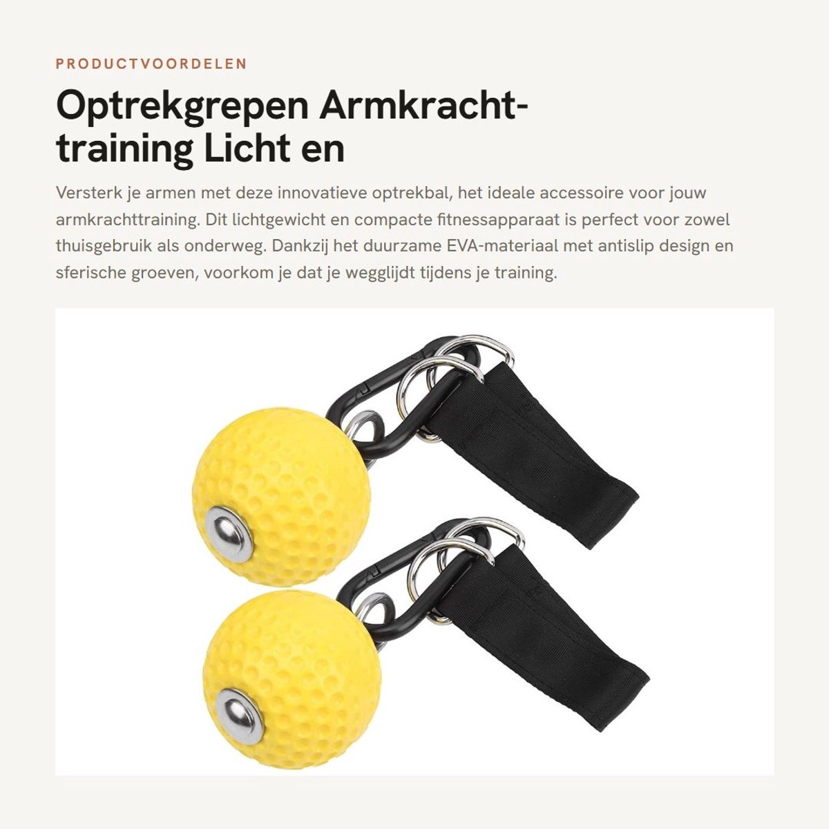 Dailygoods- Optrekgrepen - Duurzaam Armkracht Trainingsapparaat - Antislip Design - Lichtgewicht en Compact - Eenvoudige Installatie - EVA-Materiaal met Bolvormige Groeven - Krachttraining