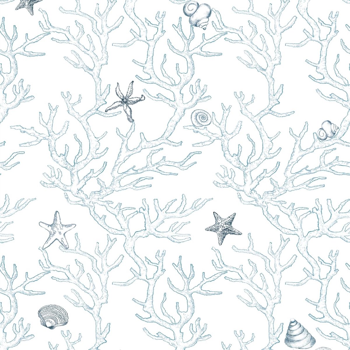 Dailygoods- Zelfklevend Behang Waterdicht - Marine Life Patroon - Koraal/Schelpen - Eenvoudig aan te brengen - 44,5x1000 cm - Hoogwaardig materiaal - Muursticker