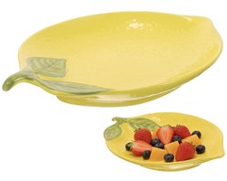 Dailygoods - Zerodeko Citroenvorm Keramische Bord 24 x 17 cm Herbruikbare Serveerbord Voor Snacks Salades Desserts En Voorgerechten in Huishouden En Gastronomie