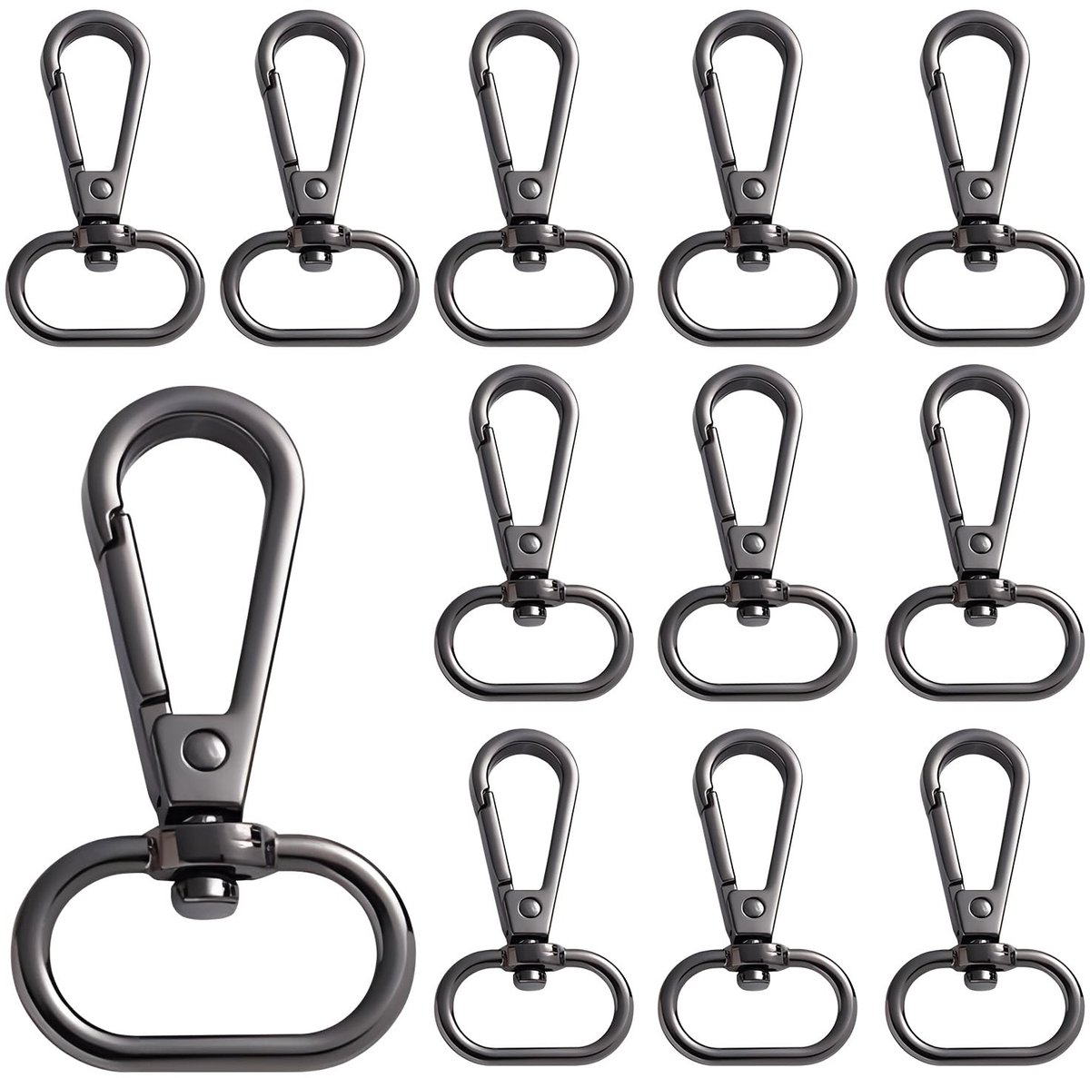 Dailygoods- Karabijnhaak 12 Stuks - Draaibare Sleutelhangerclip - Metalen Sleutelhangers - 360 Graden Rotatie - Duurzaam en Veelzijdig - Sleutelhanger