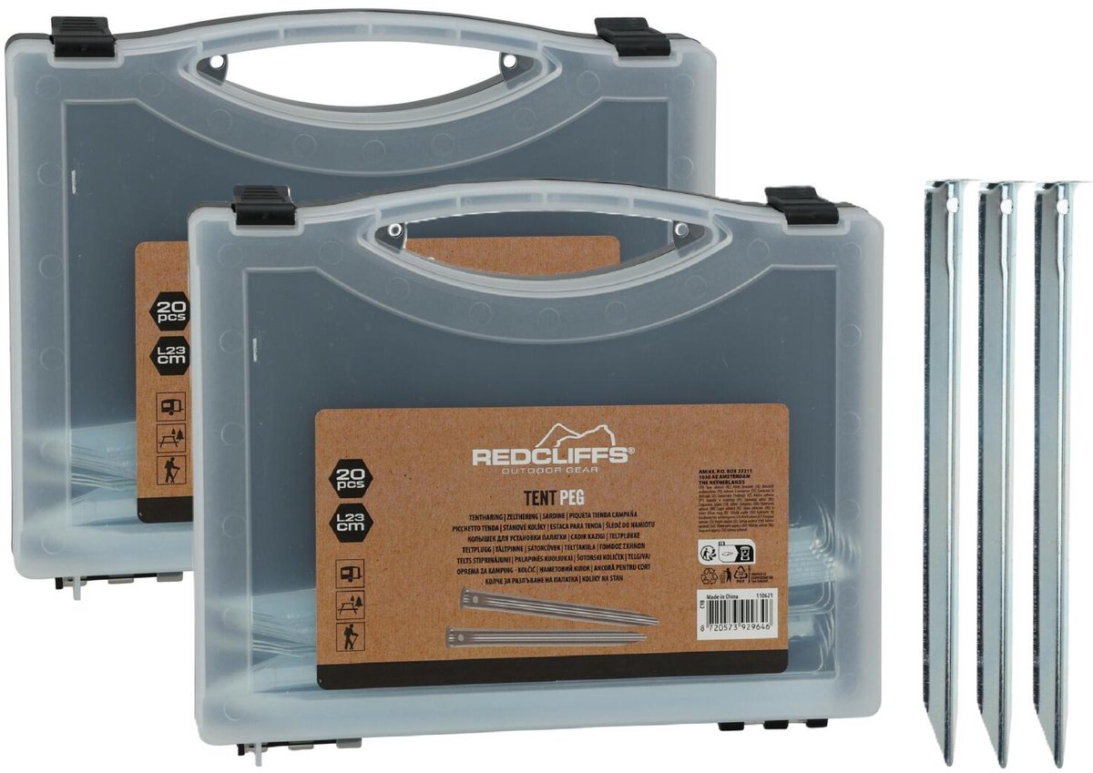 Redcliffs tentharingen - pennen - 40x - zilver - metaal - 22 cm - voor diverse ondergronden - camping - kamperen