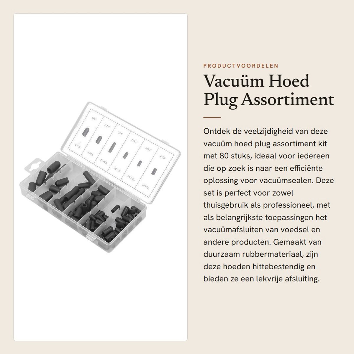 Dailygoods- Vacuümplug Assortiment - 80 Stuks - Hittebestendig Rubber - Flexibel en Duurzaam - Lichtgewicht met Opbergdoos - Geschikt voor Stofzuiger - Stofzuigerdoppen