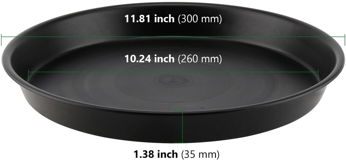 Dailygoods- Onderzetters 6 Stuks - Kunststof - Ronde Onderzetters - Voor Bloempotten - Zwart - Diameter 30 cm - Hoogte 3,5 cm - Bloempotonderzetter
