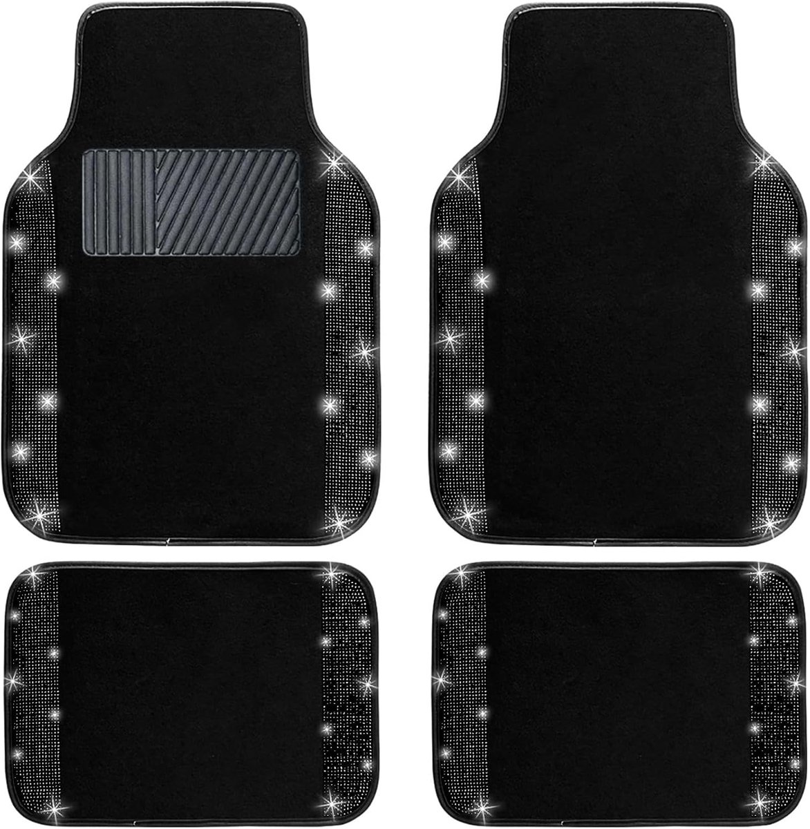 Automatten Set - Auto Vloermatten - Voertuig Beschermen - Luxe Strass Design - 4 Delig - Z