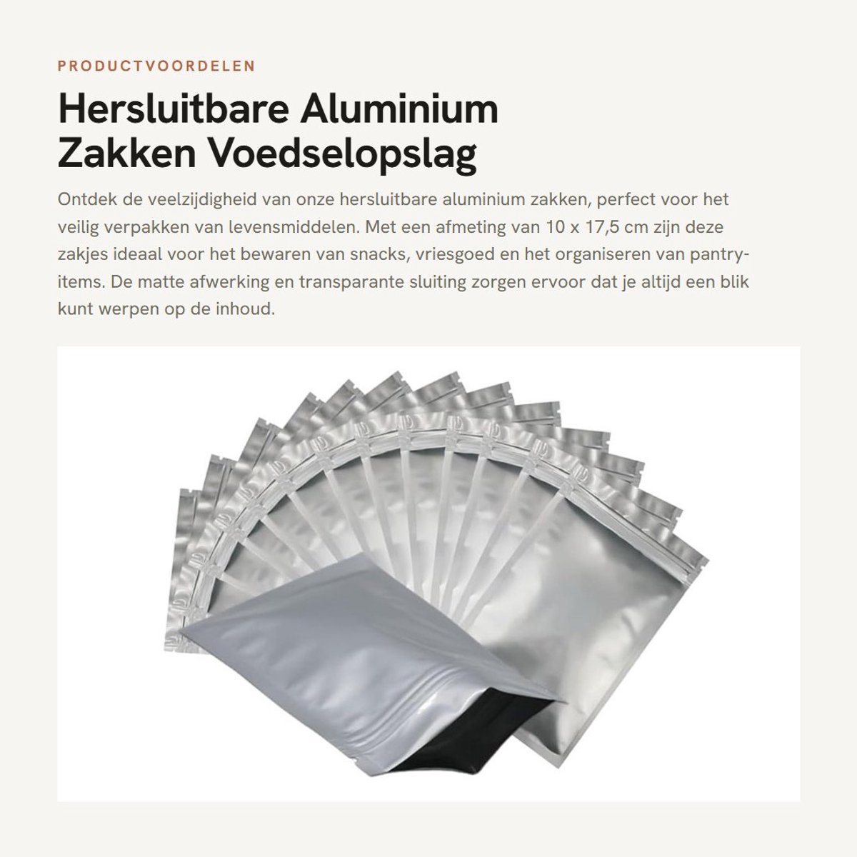 Dailygoods- Afsluitbare Zakjes 100 Stuks - Hitteverzegeld - Zuurstofabsorber - Voedselopslag - Herbruikbaar - 10 x 17,5 cm - Opslagzakken