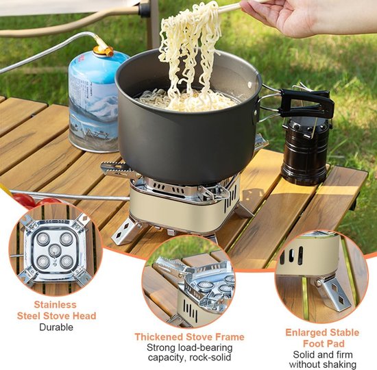 Campingfornuis Gas - Draagbaar Kooktoestel - Buiten Koken - Met Piezo Ontsteking - 18 cm - Zwart van Campingfornuis — afbeelding 4