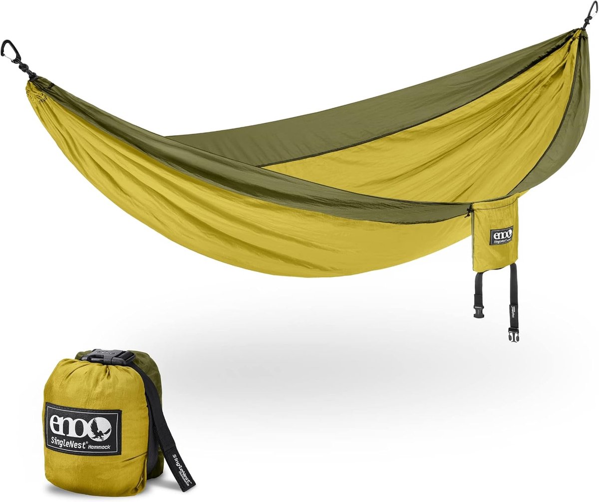 Lichtgewicht Hangmat - Kampeer Hangmat - Buiten Ontspannen - Hoge Draagkracht - 2.9 meter lengte - Melon/Olijf
