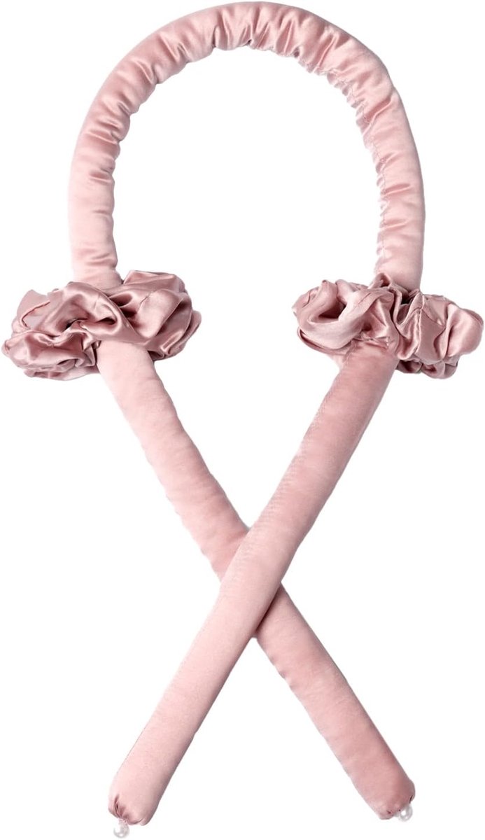 Haar Krul Set - Zijde Krullers - Zonder Hitte Krullen - 100% Moerbei Zijde - 2.5x109 cm - Dusky Roze