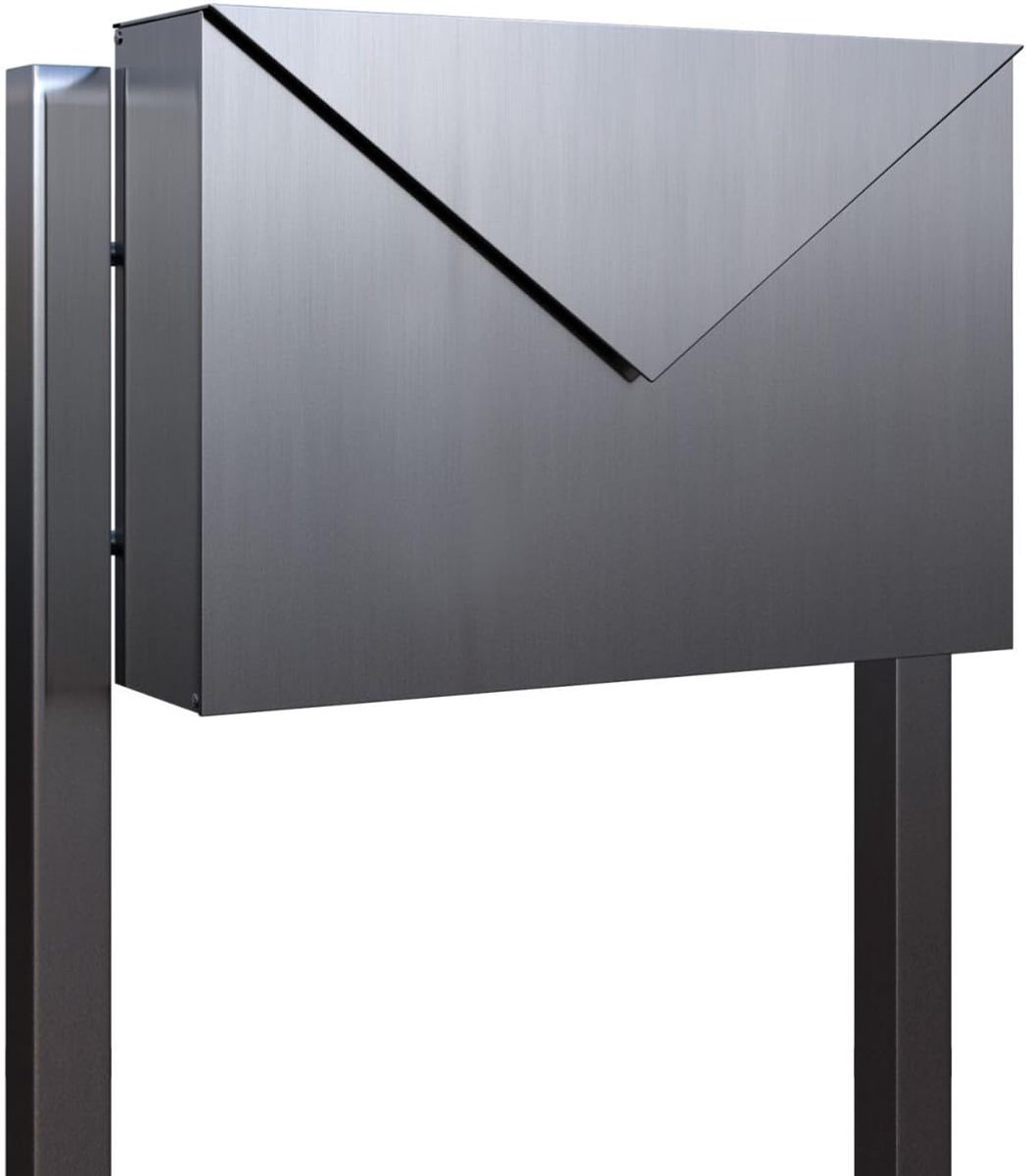 Staande brievenbus - Postbak - Post ontvangen - Roestvrij staal design - 125 cm hoog - Zilverkleurig