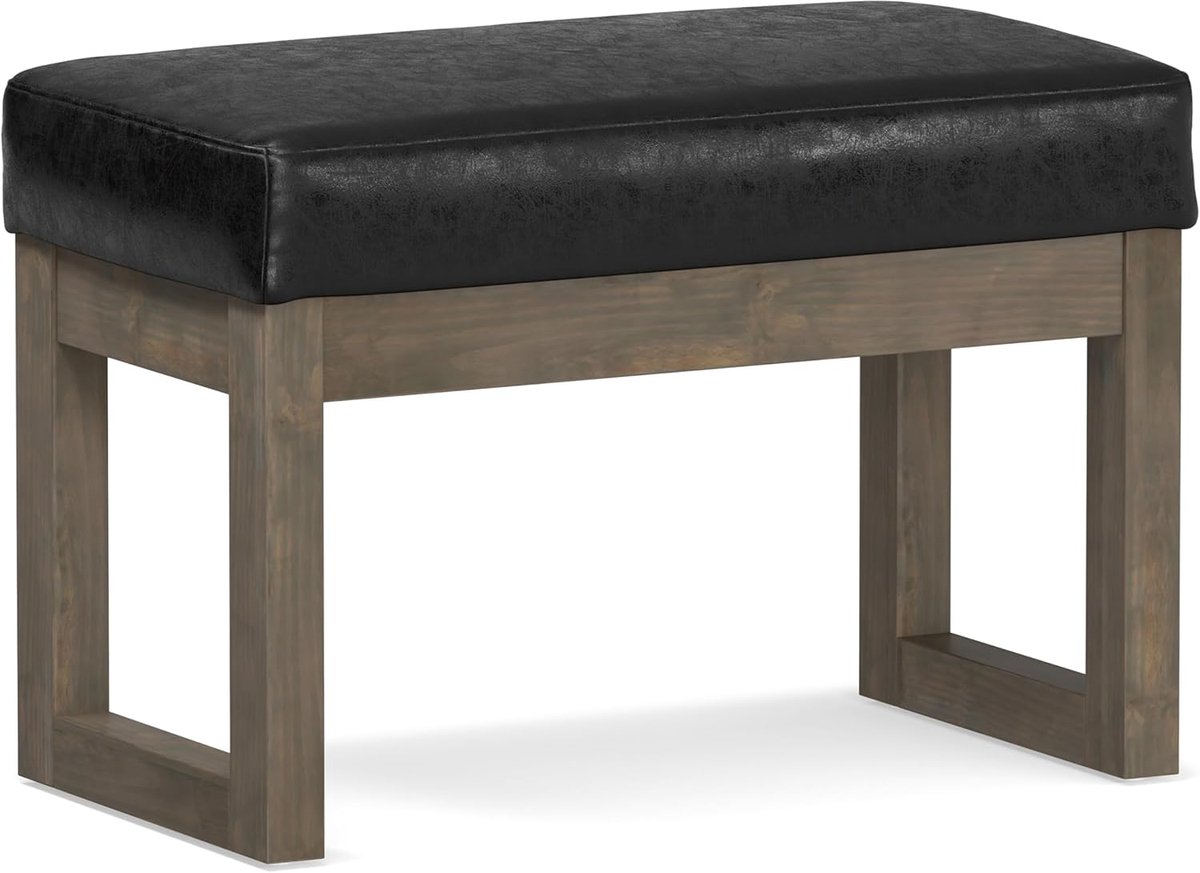 Voetenbank Rechthoekig - Poef Bankje - Extra Zitplaats - Hand Gebouwd - 68 cm Breed - Zwart