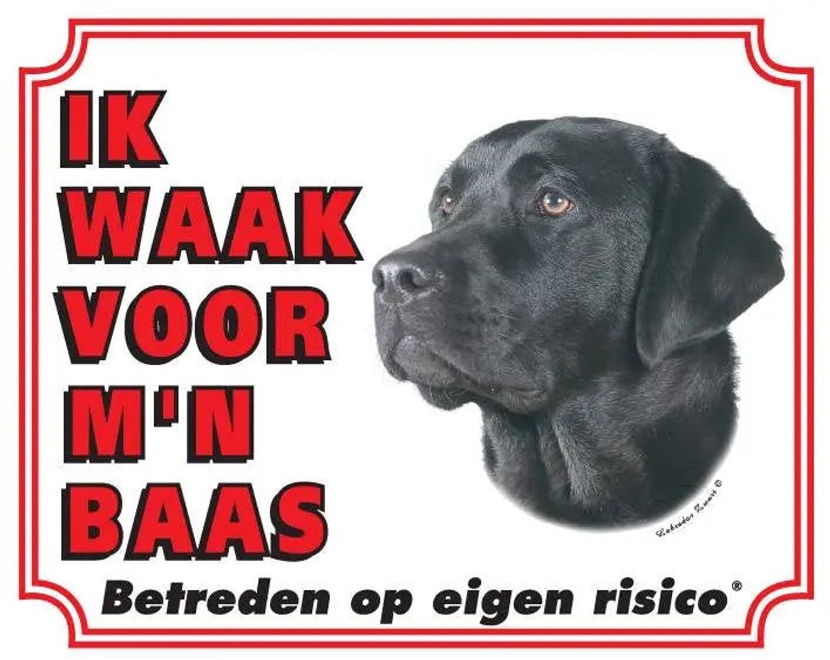 Bol.com Waakbord 18 Labrador Zwart 20x25cm aanbieding