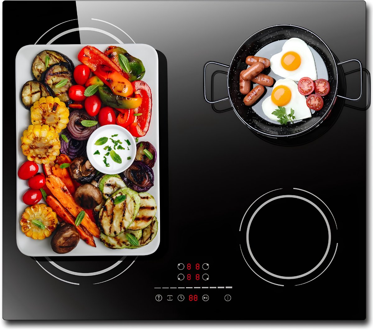 Lìon® Inbouw Inductiekookplaat - Inductiekookplaat met Boosterfunctie - Inductiekookplaat - Zwart - 59cm x 52cm x 6cm