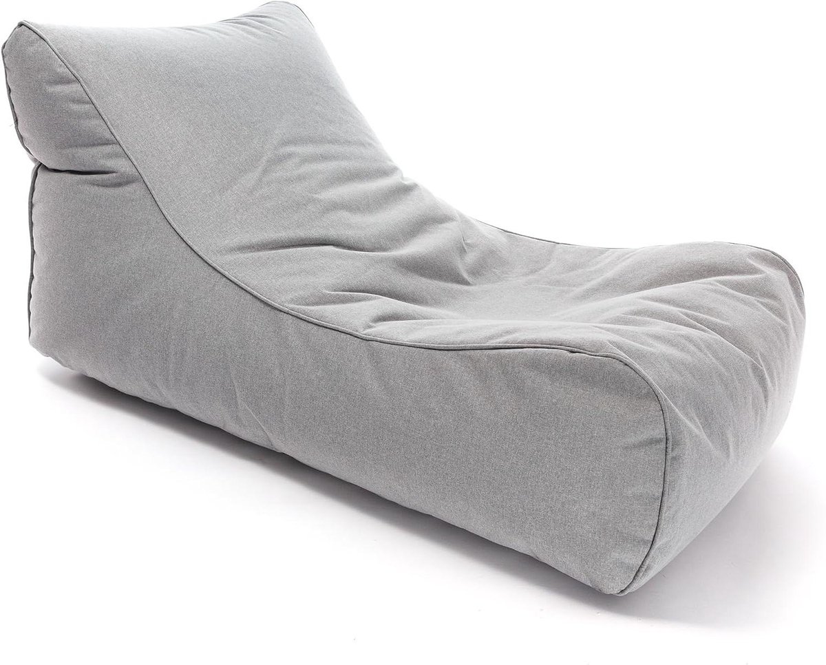 Zitzak Chaise Longue - Loungestoel Poef - Buiten Ontspannen - Waterafstotend Materiaal - 115 x 65 x 60 cm - Grijs