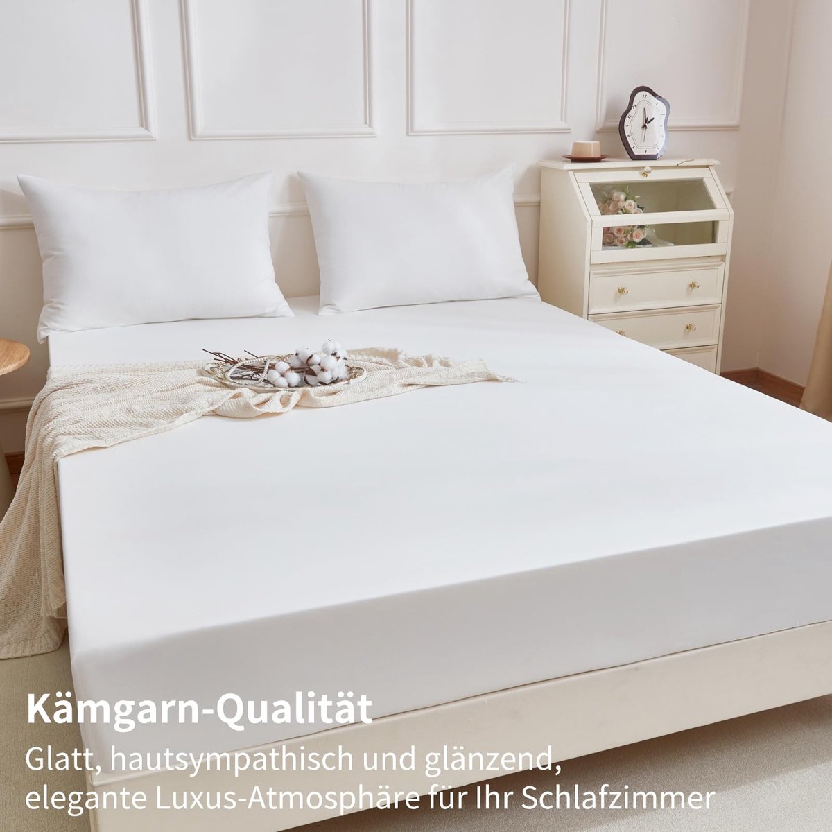 Solidchoice - Fitted Sheet 200 x 200 cm - 100% Katoen Wit Effen