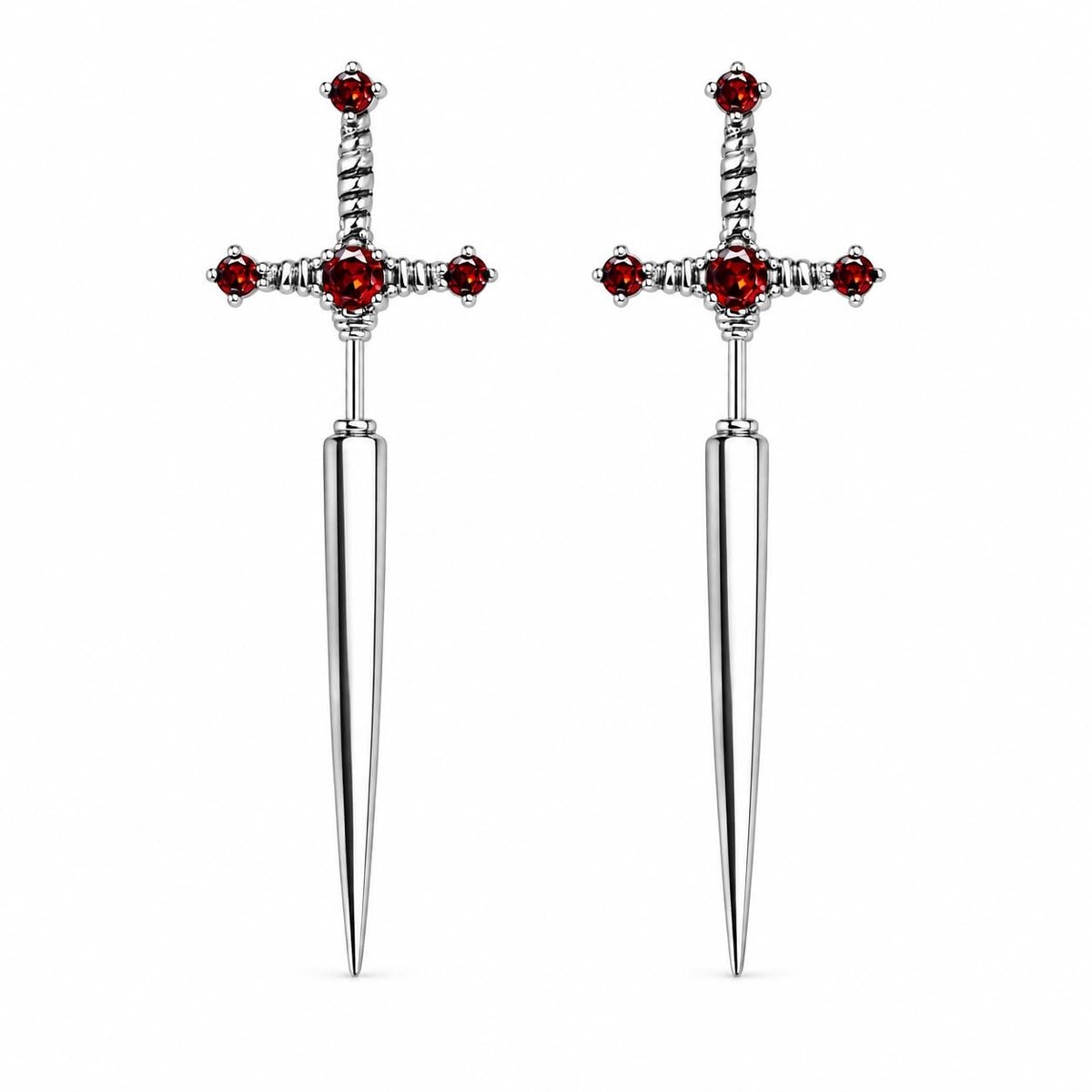 Solidchoice - Gothic Zwaard Oorbellen met Rhinestone Pendants, Unieke Punk Sieraden