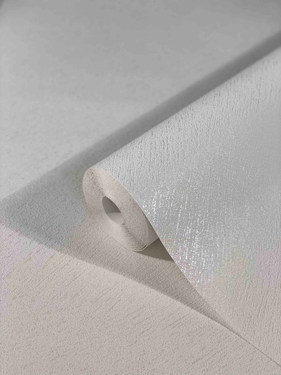 Behang - Gekraste vegen- Zandkorrel structuur - Offwhite - Scandinavisch - Vliesbehang - Woonkamer Slaapkamer - 0,53 x 10,05 M – Dune
