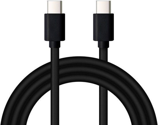 Zwarte Samsung USB-C naar USB-C oplaadkabel, 1,8 m.