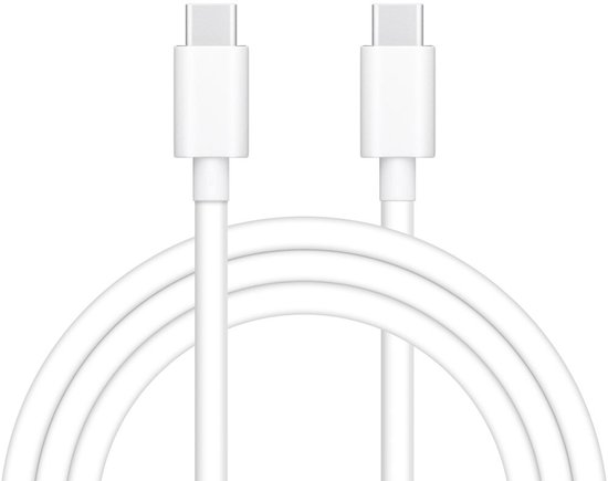 Witte Samsung USB-C naar USB-C oplaadkabel van 1,8 meter.