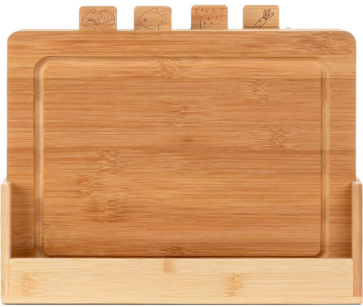 JCP® Snijplankenset - Snijplankenset met Houder - Vaatwasserbestendig - Bruin - 30cm x 24cm x 12cm