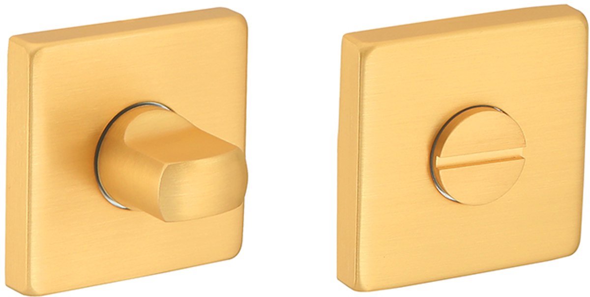 Rozet met toilet / badkamersluiting vierkant 53x53x8,9mm mat goud PVD gecoat