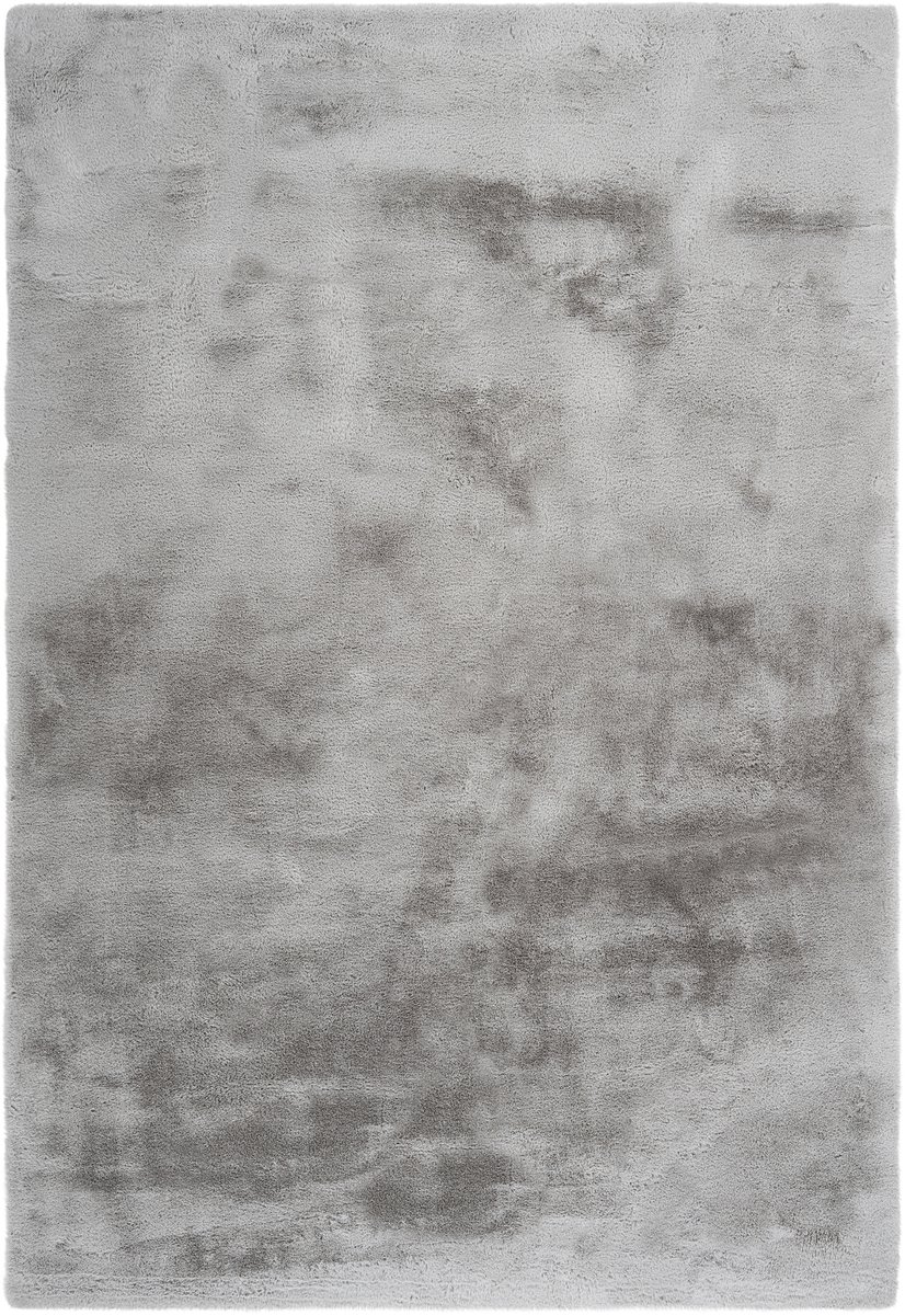 Padiro hoogpolig shaggy vloerkleed 80 x 150 cm - zilver - modern effen design - geschikt voor vloerverwarming - van polyester