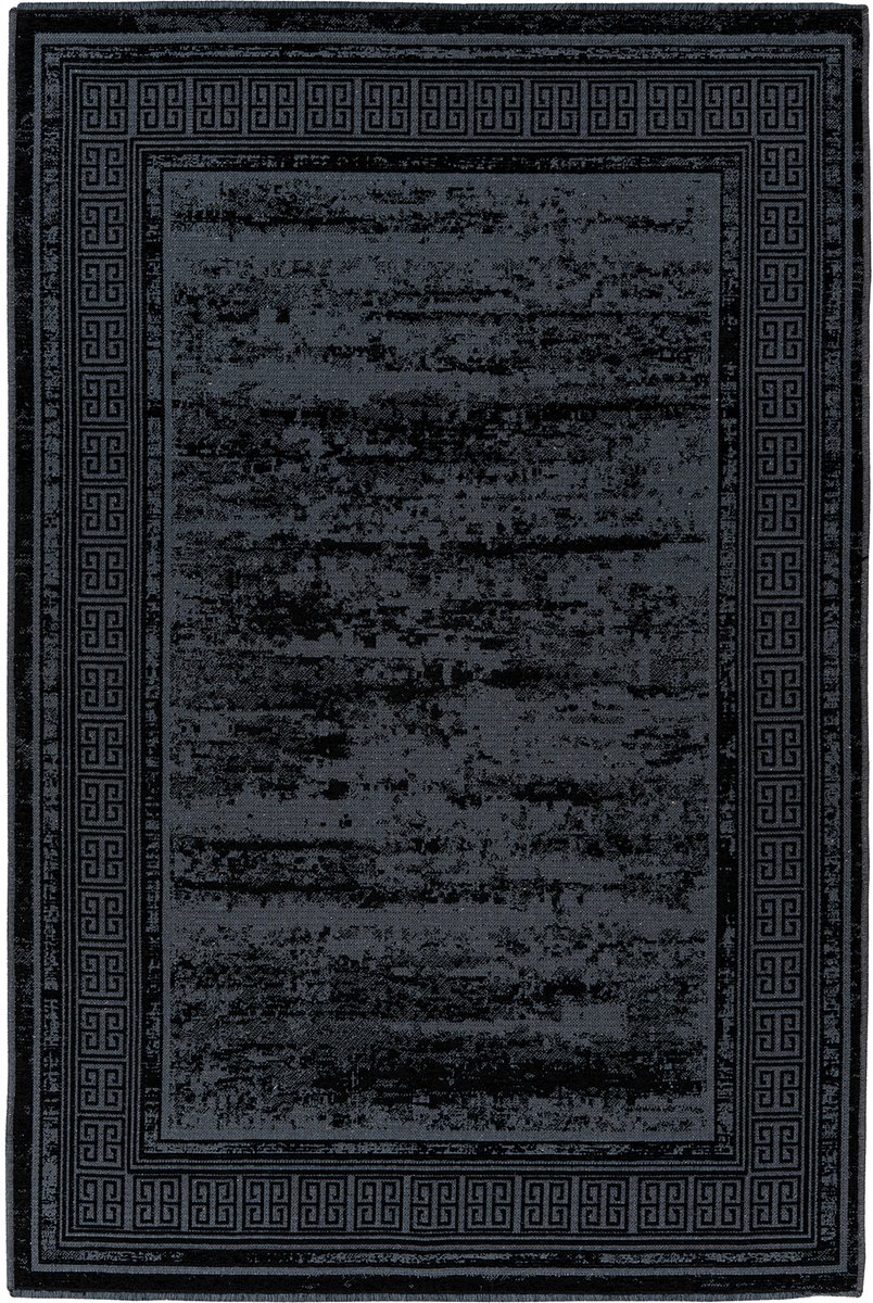 Padiro laagpolig vloerkleed 120 x 170 cm - zwart - modern abstract design - geschikt voor vloerverwarming - van polyester