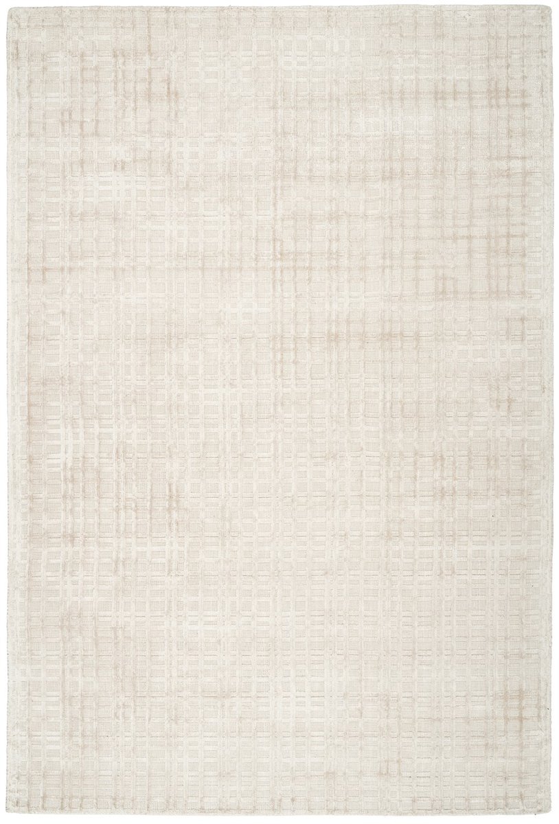 Padiro laagpolig vloerkleed 80 x 150 cm - beige / zilver - modern effen design - geschikt voor vloerverwarming - van viscose