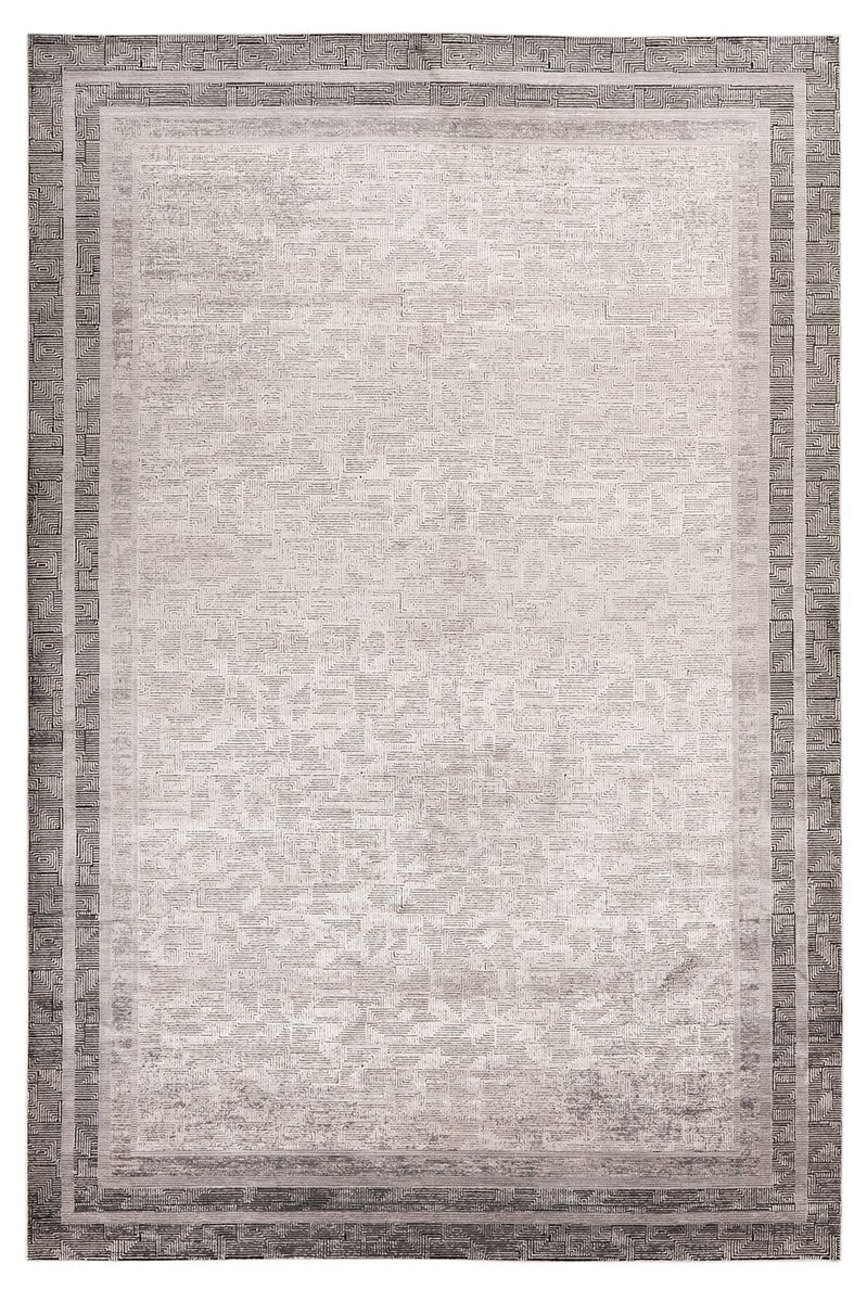 Padiro laagpolig vloerkleed 120 x 170 cm - grijs - vintage patroon - geschikt voor vloerverwarming - van viscose en polyacryl