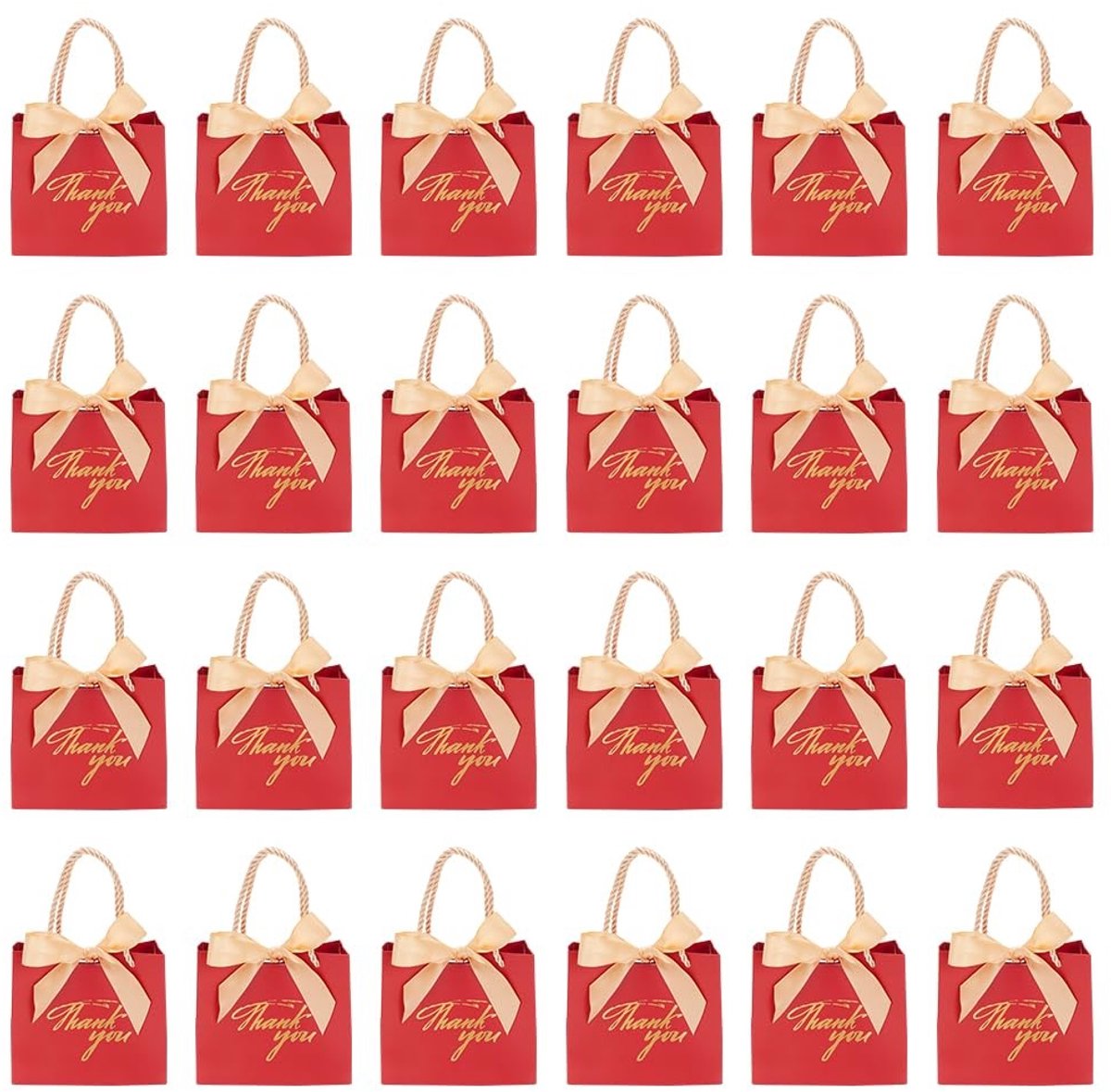 Solidchoice - 24 Stuks Kraftpapier Bedanktasjes met Strik