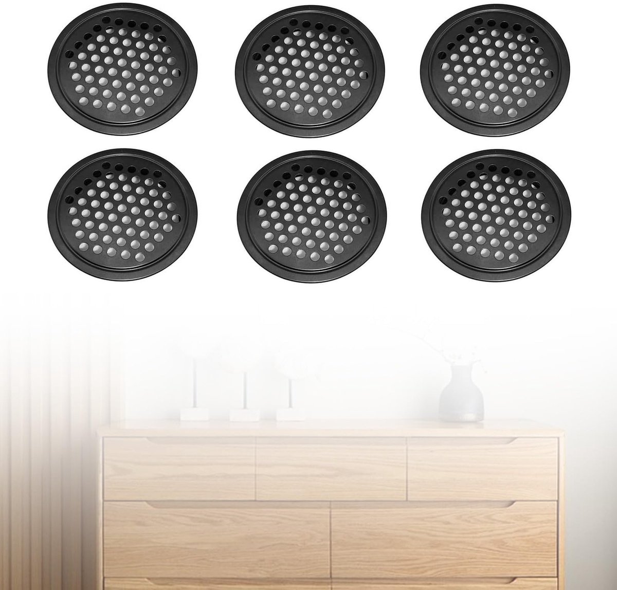 Solidchoice - Set van 6 Ronde Ventilatiegrilles van RVS 60 mm