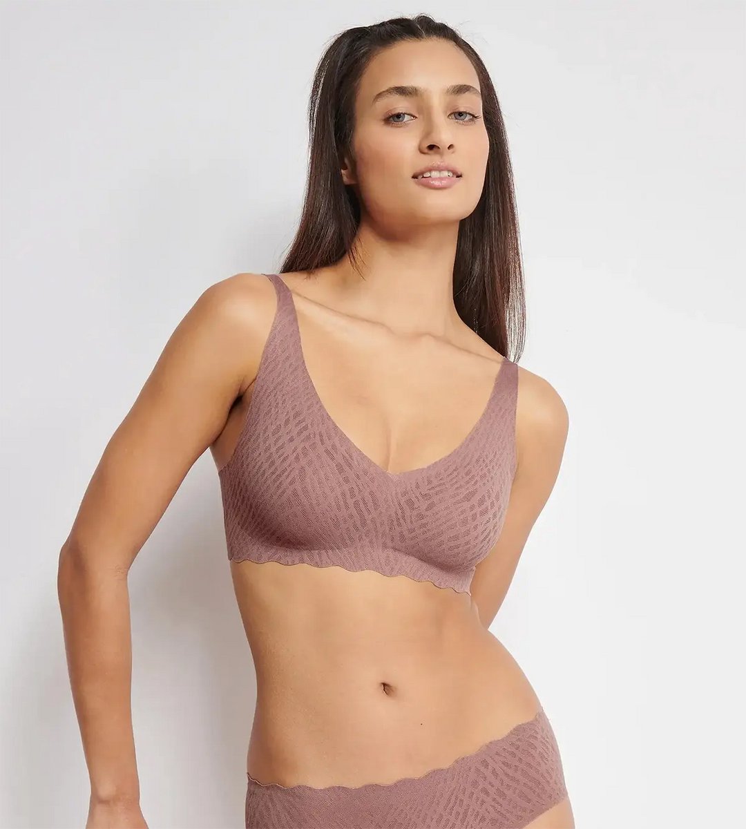 Sloggi Zero feel Soft Bra Bliss - Naadloze BH top - Kanten bralette met brede bandjes - M
