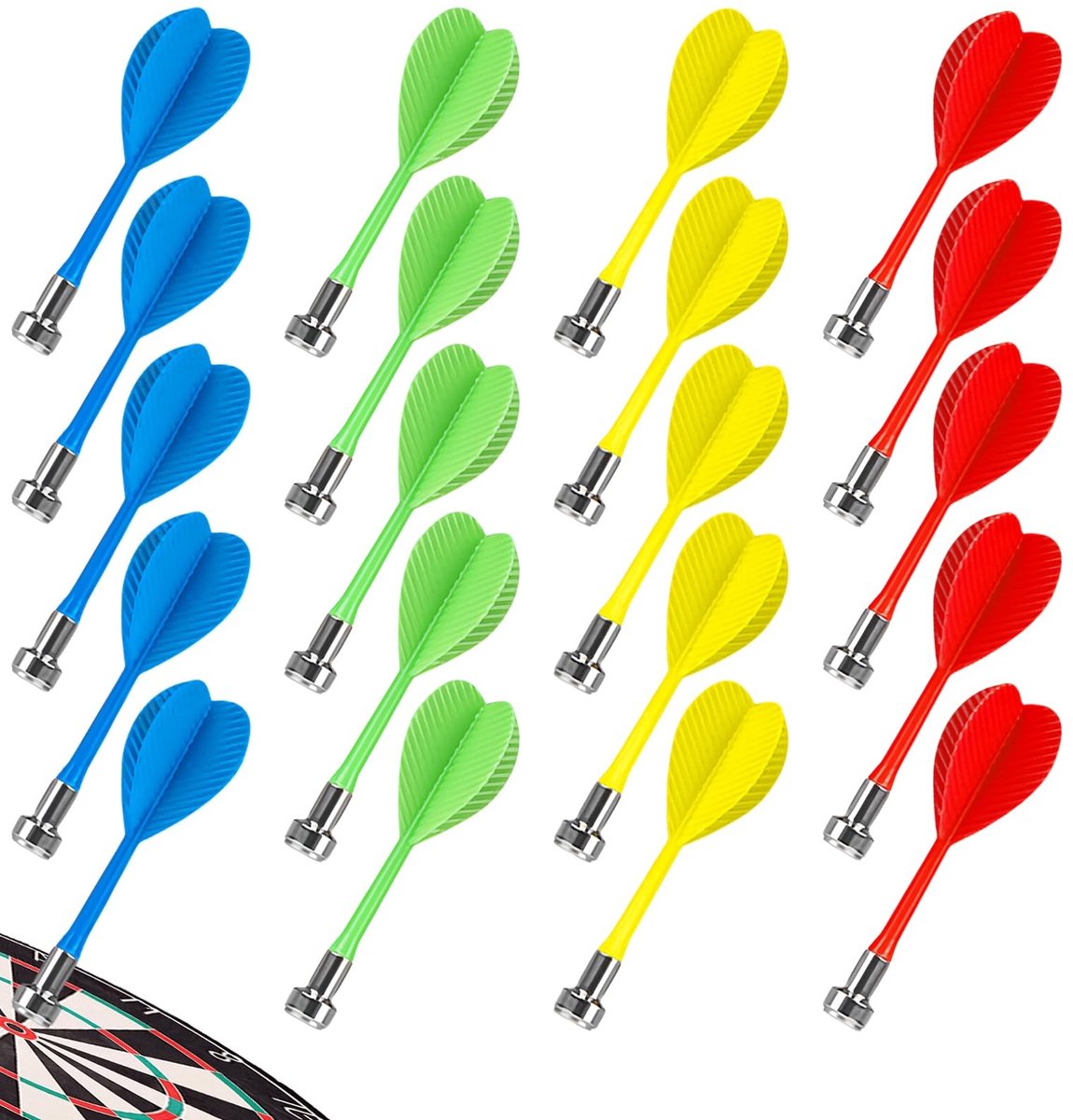 Solidchoice - Set van 20 Veilige Magnetische Dartpijlen in 4 Kleuren