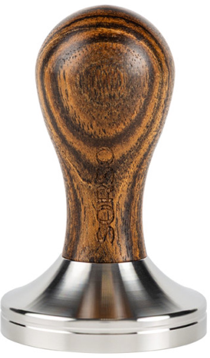 SORSO Barista tamper, roestvrij staal, met houten handvat, 58 mm – Bruin