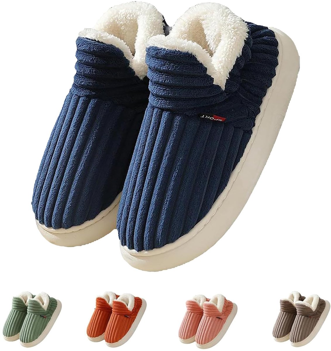 Solidchoice - Warme Dames Winterslippers Antislip Pluche (40/41 EU, Blauw)