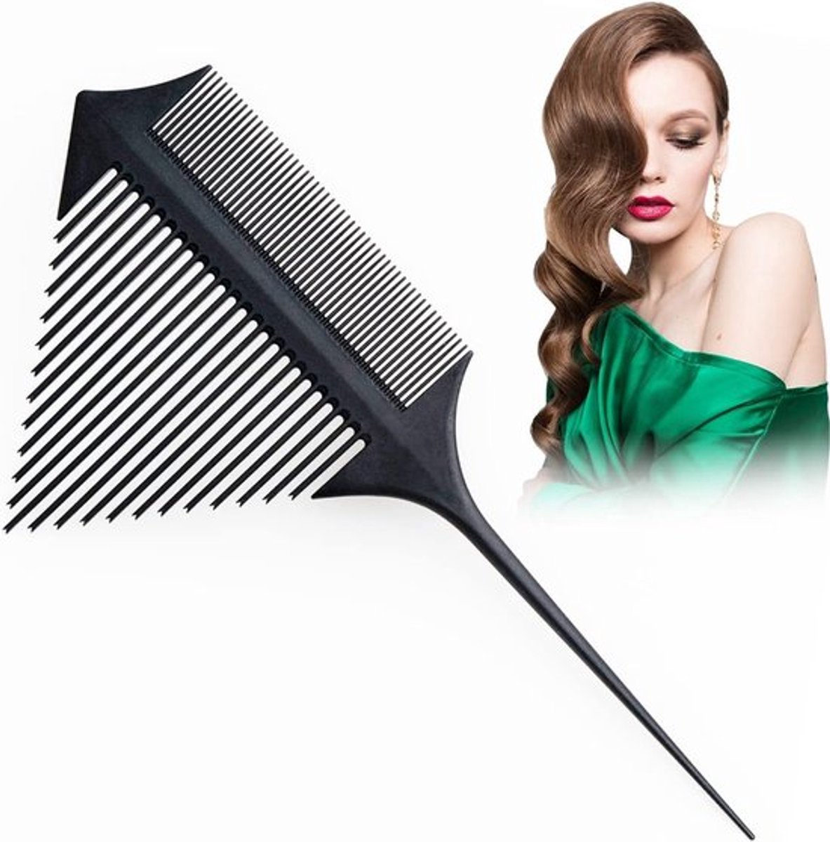 Professionele Haarverf Kam voor Balayage en Haarstyling, Hittebestendig en Antistatisch met Naaldhandvat voor Kappers en Salongebruik