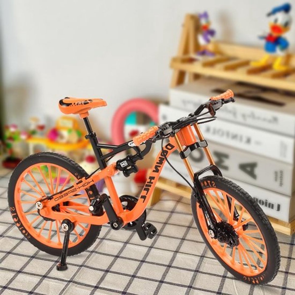 Gedetailleerd Mountainbike Model Fiets Speelgoed van Zinklegering in Oranje