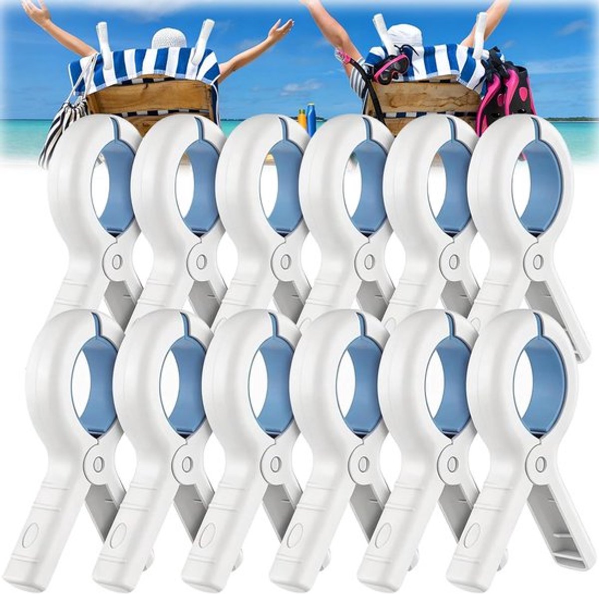 12 stuks sterke handdoekklemmen voor strandstoelen, winddichte wasknijpers voor handdoeken, ideaal voor ligstoelen en strandaccessoires