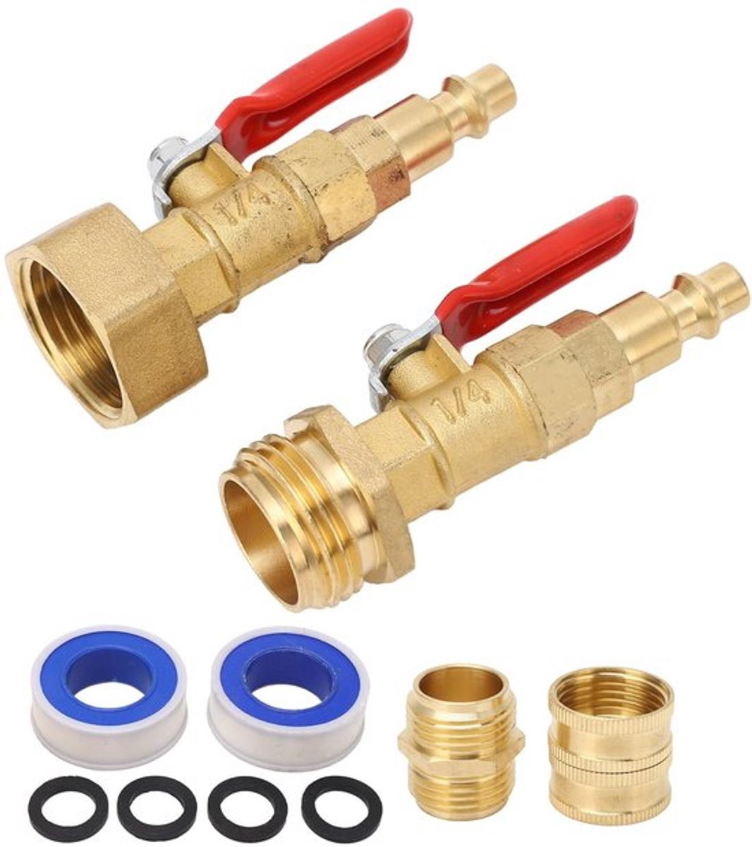 RV Antivries - Antivries Sprinkler Adapter - Betrouwbare uitblaasadapter - 1/4 Inch snelkoppeling - Geschikt voor campers - Metaal en rubber
