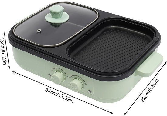 Rolu Hotpot - Hotpot Electrisch - Hotpot Pan - 1300W - Dubbele Temperaturregeling - 1 Tot 3 Personen - 34 × 22 × 13 cm - Tafelmodel — afbeelding 4
