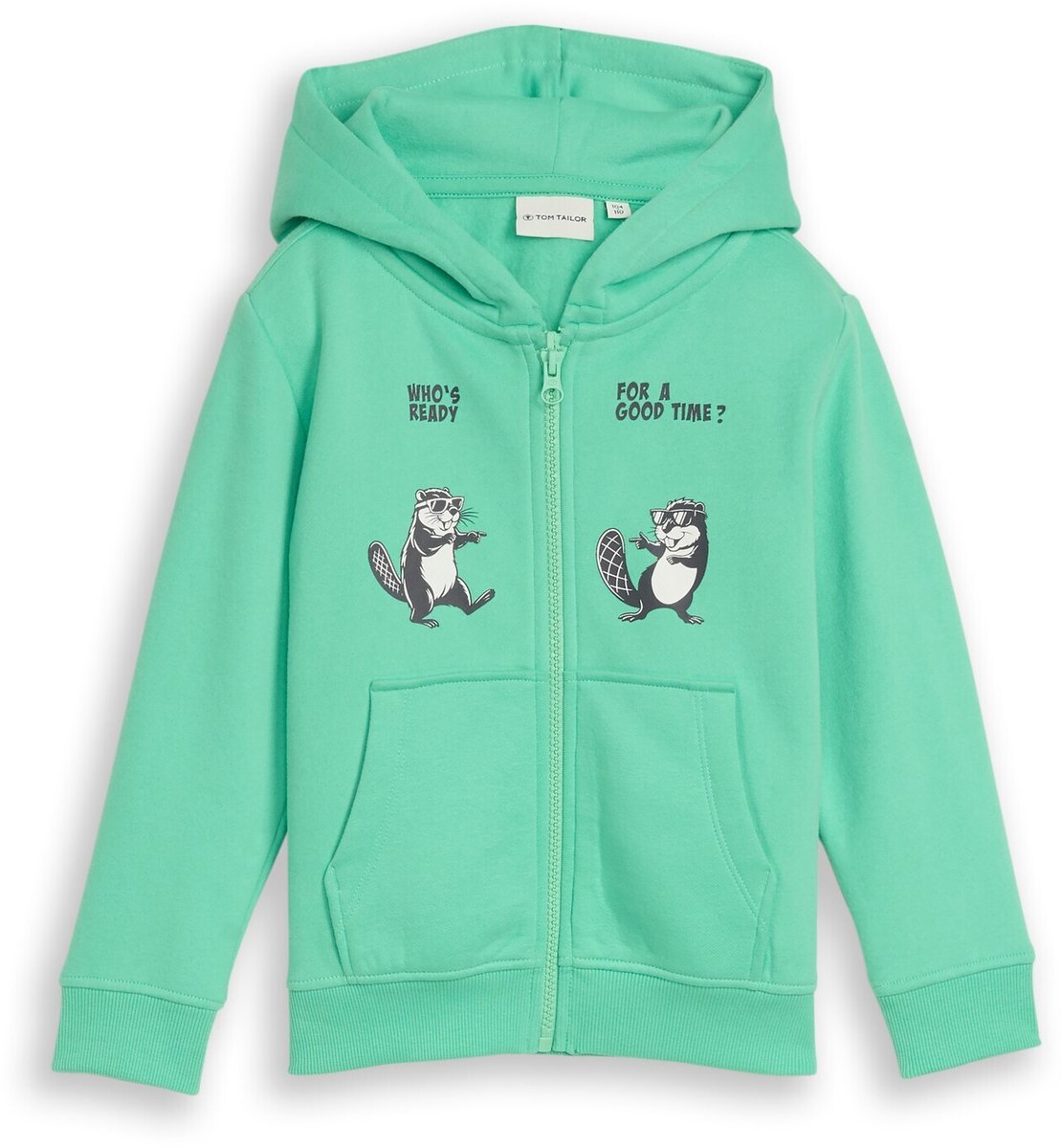 Tom Tailor - Hoodie-sweatjack met print op de rug - Maat 92/98 - leafy green